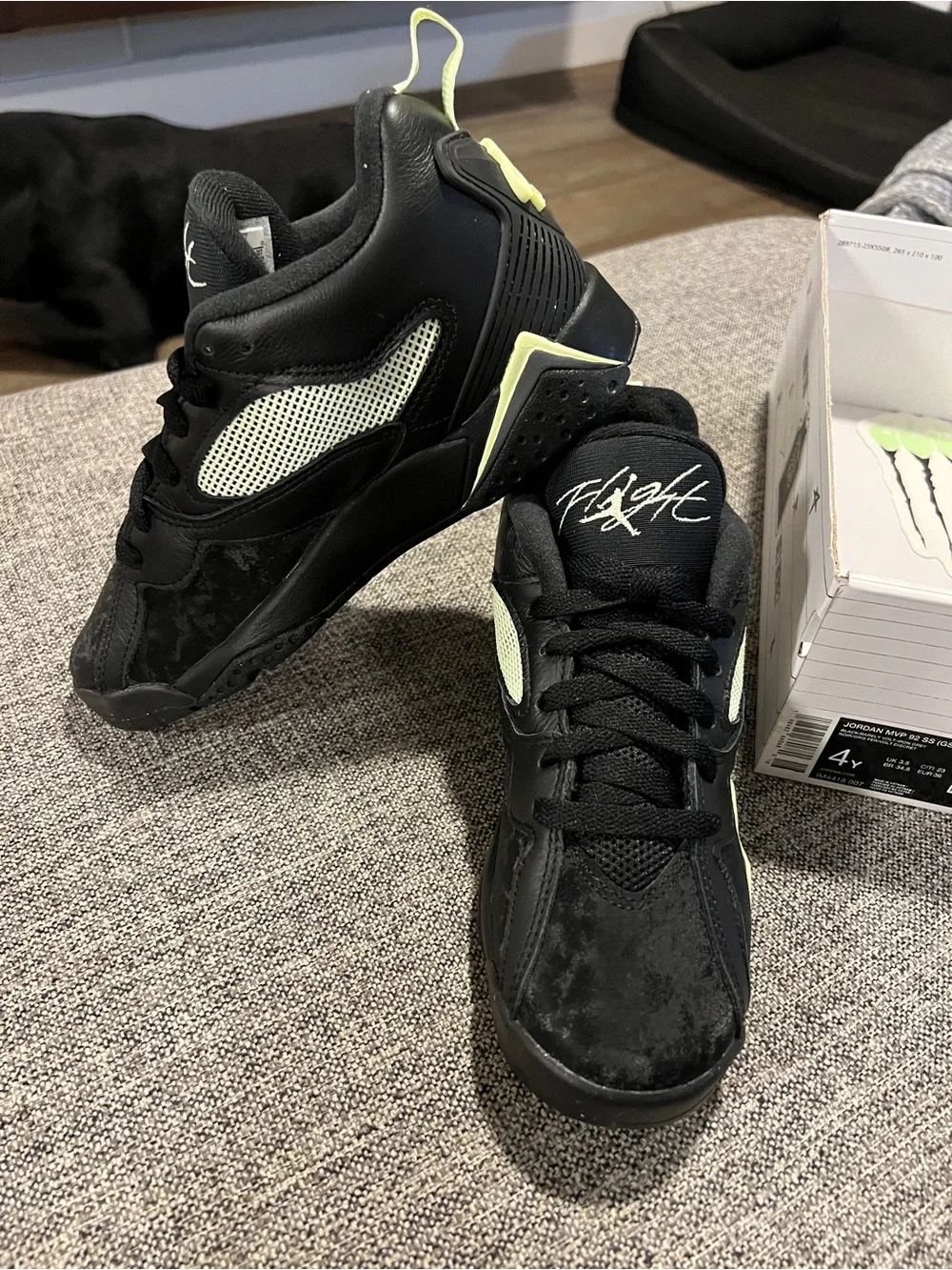 Jordan Men’s Low-Top Sneakers in Black with Light Neon Accents